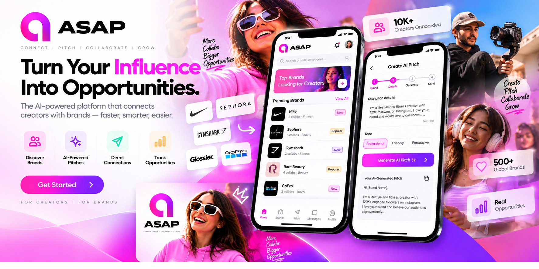 ASAP AI-powered influencer marketing and brand collaboration app