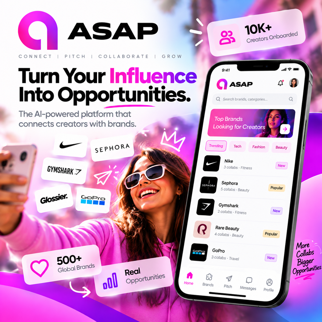 ASAP AI-powered influencer marketing and brand collaboration app