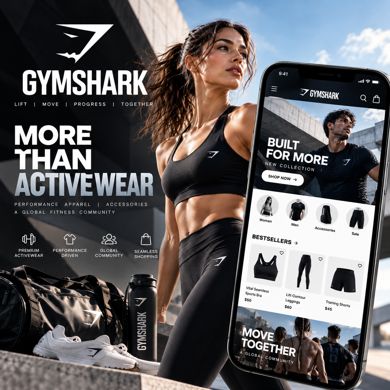Gymshark premium activewear ecommerce storefront on Shopify Plus
